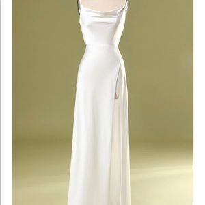 Satin white long dress